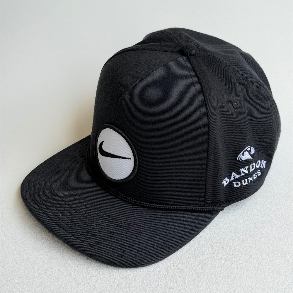Bandon Dunes Nike Golf Pro Cap Mens M/L Black Snapback Rope Hat Dri-Fit Swoosh